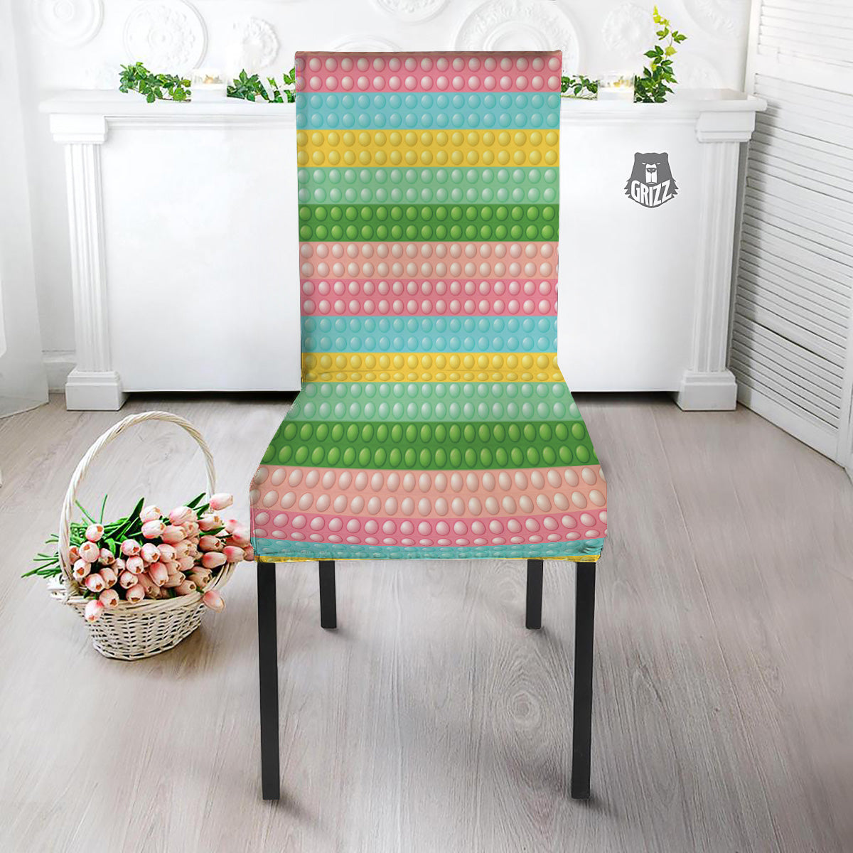 Pop It Pastel Color Print Pattern Dining Chair Slipcover-grizzshop