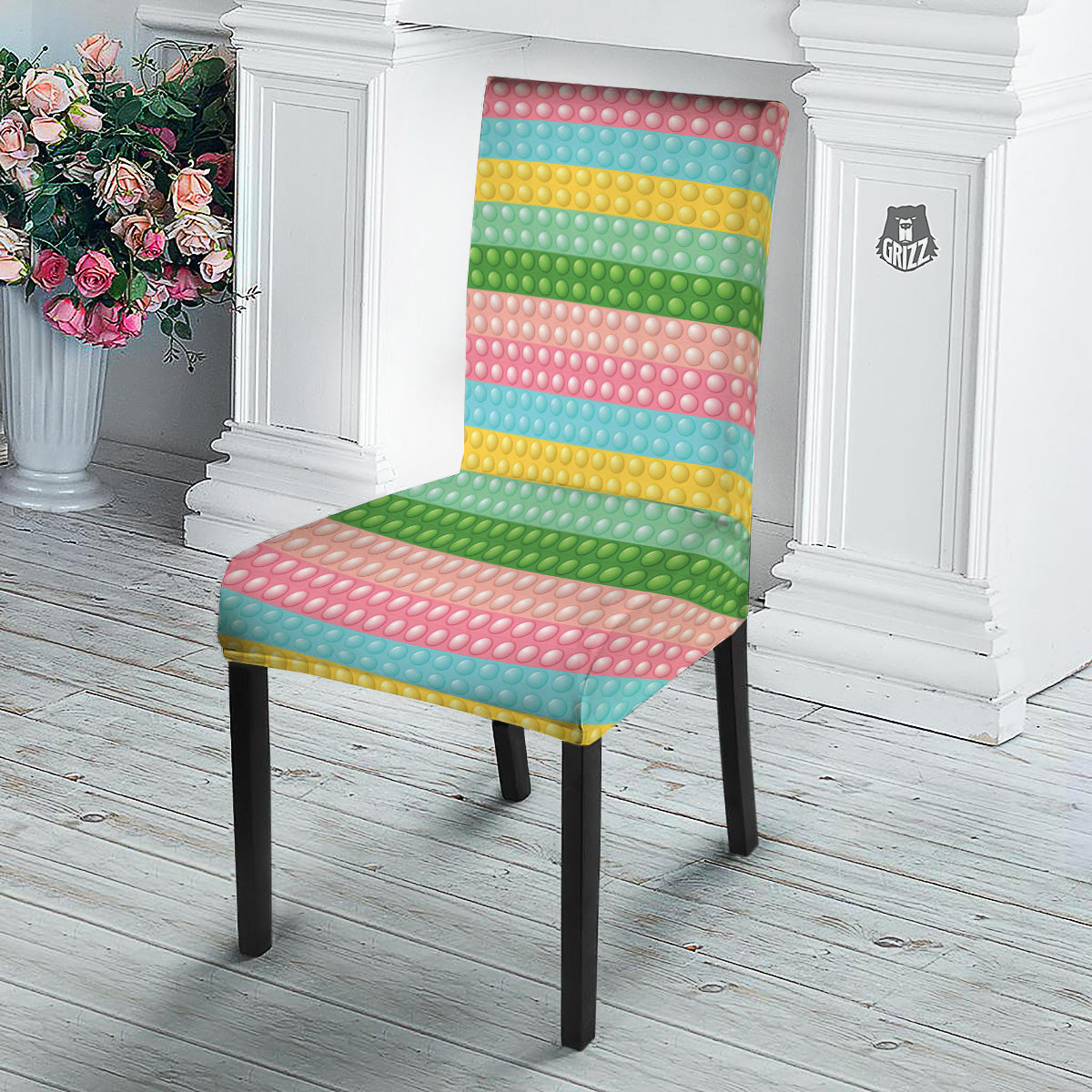 Pop It Pastel Color Print Pattern Dining Chair Slipcover-grizzshop