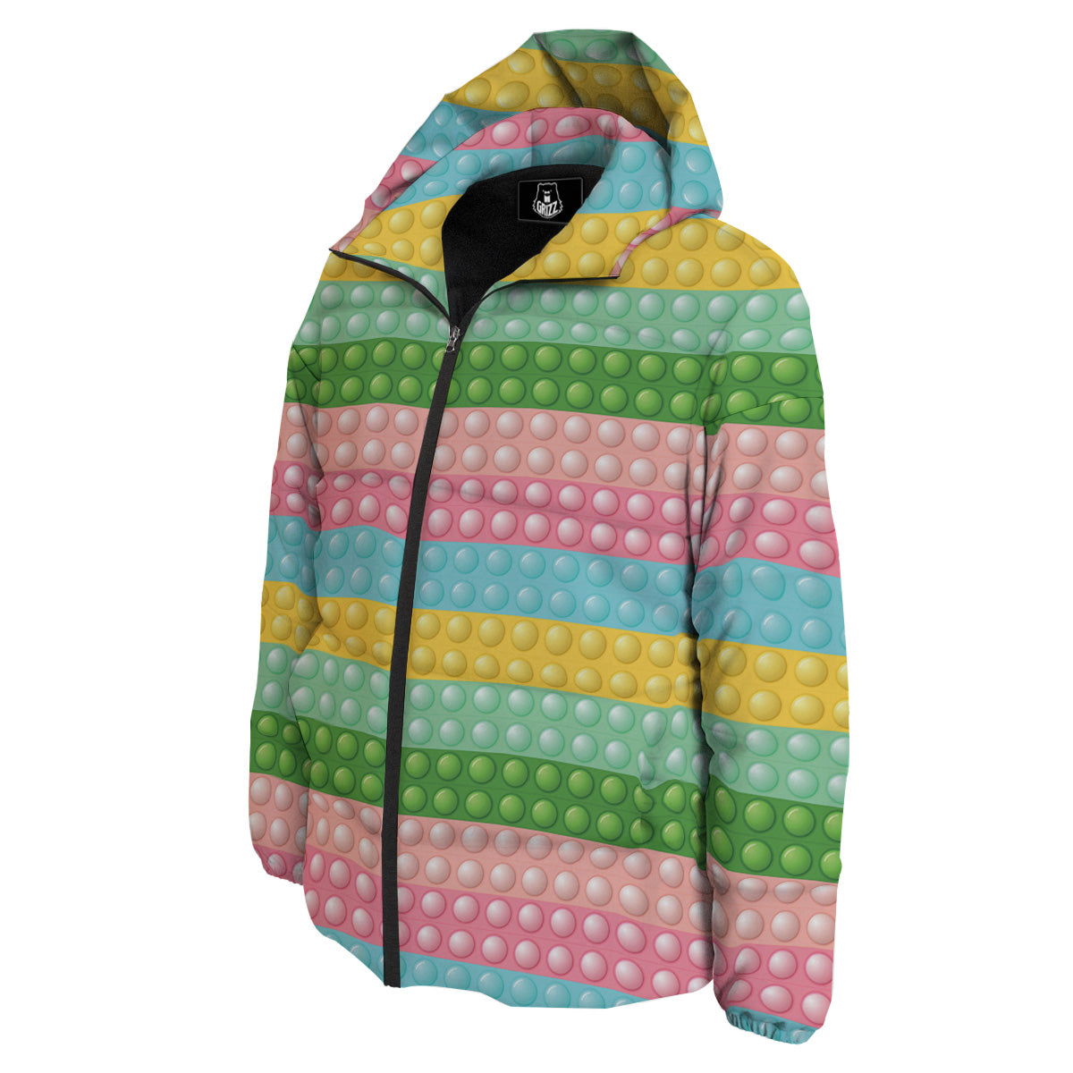 Pop It Pastel Color Print Pattern Down Jacket-grizzshop
