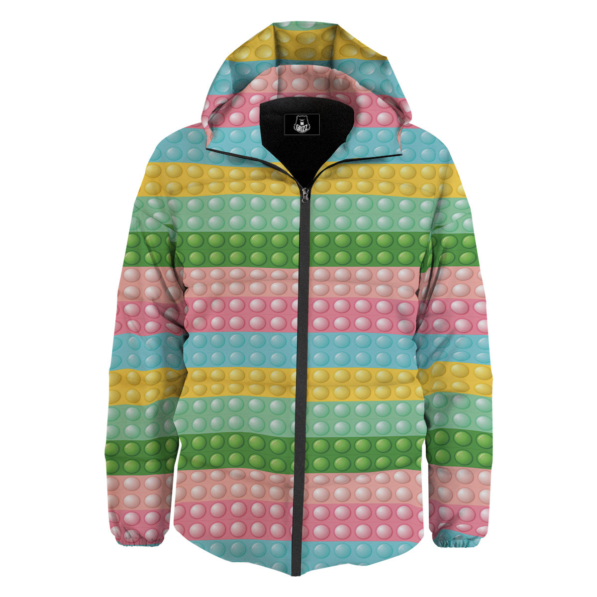 Pop It Pastel Color Print Pattern Down Jacket-grizzshop