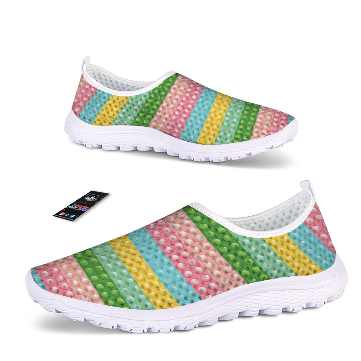 Pop It Pastel Color Print Pattern Nurse Shoes-grizzshop