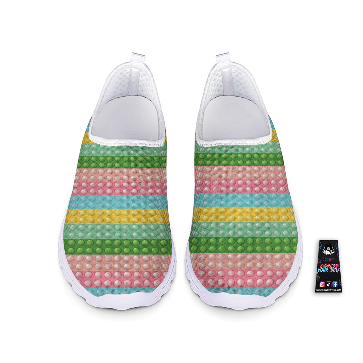 Pop It Pastel Color Print Pattern Nurse Shoes-grizzshop