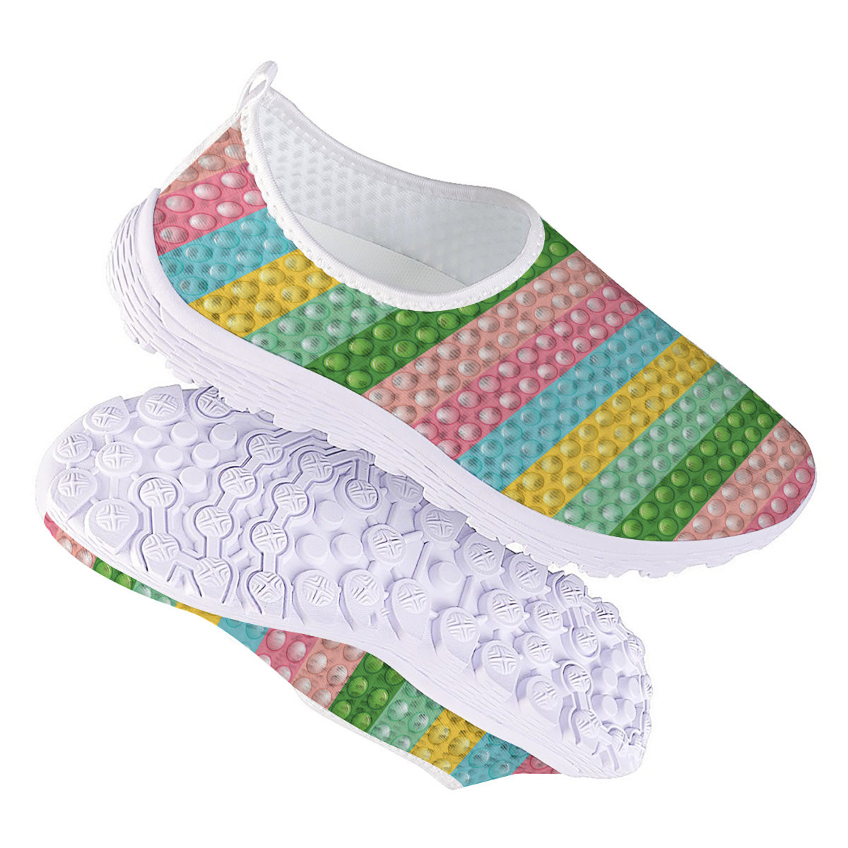 Pop It Pastel Color Print Pattern Nurse Shoes-grizzshop