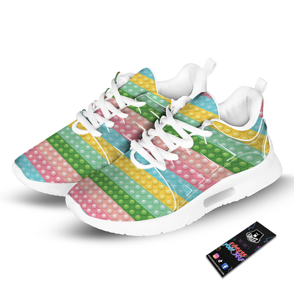 Pop It Pastel Color Print Pattern Tennis Shoes-grizzshop