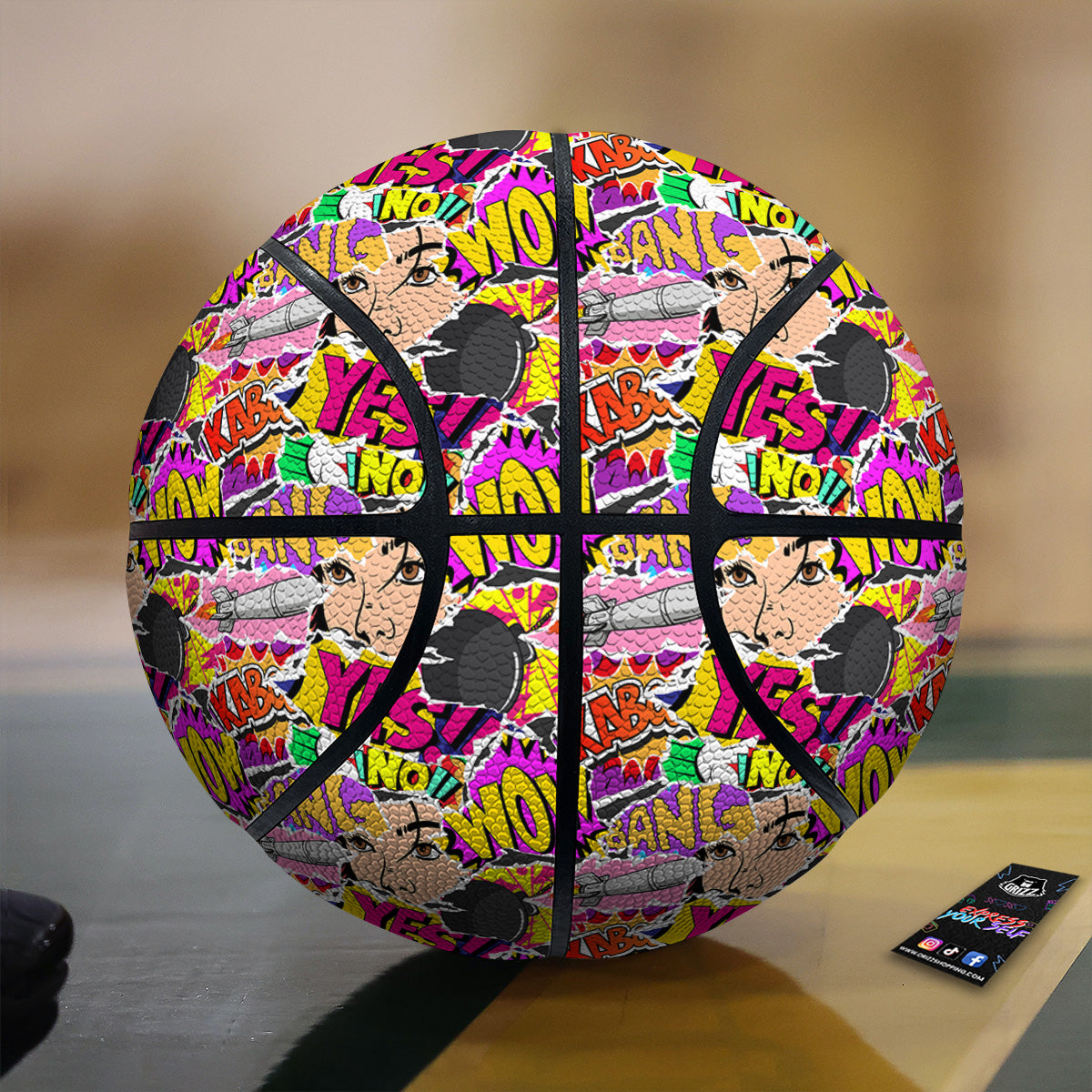 Pop Art Comics Print Pattern Basketball