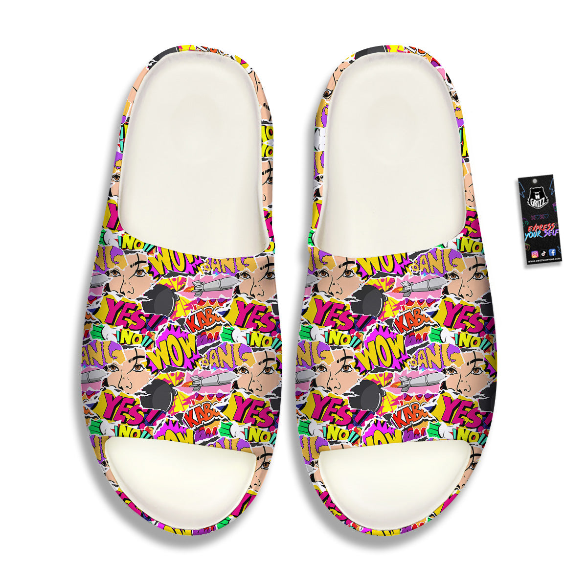 Pop Art Comics Print Pattern Sandals-grizzshop