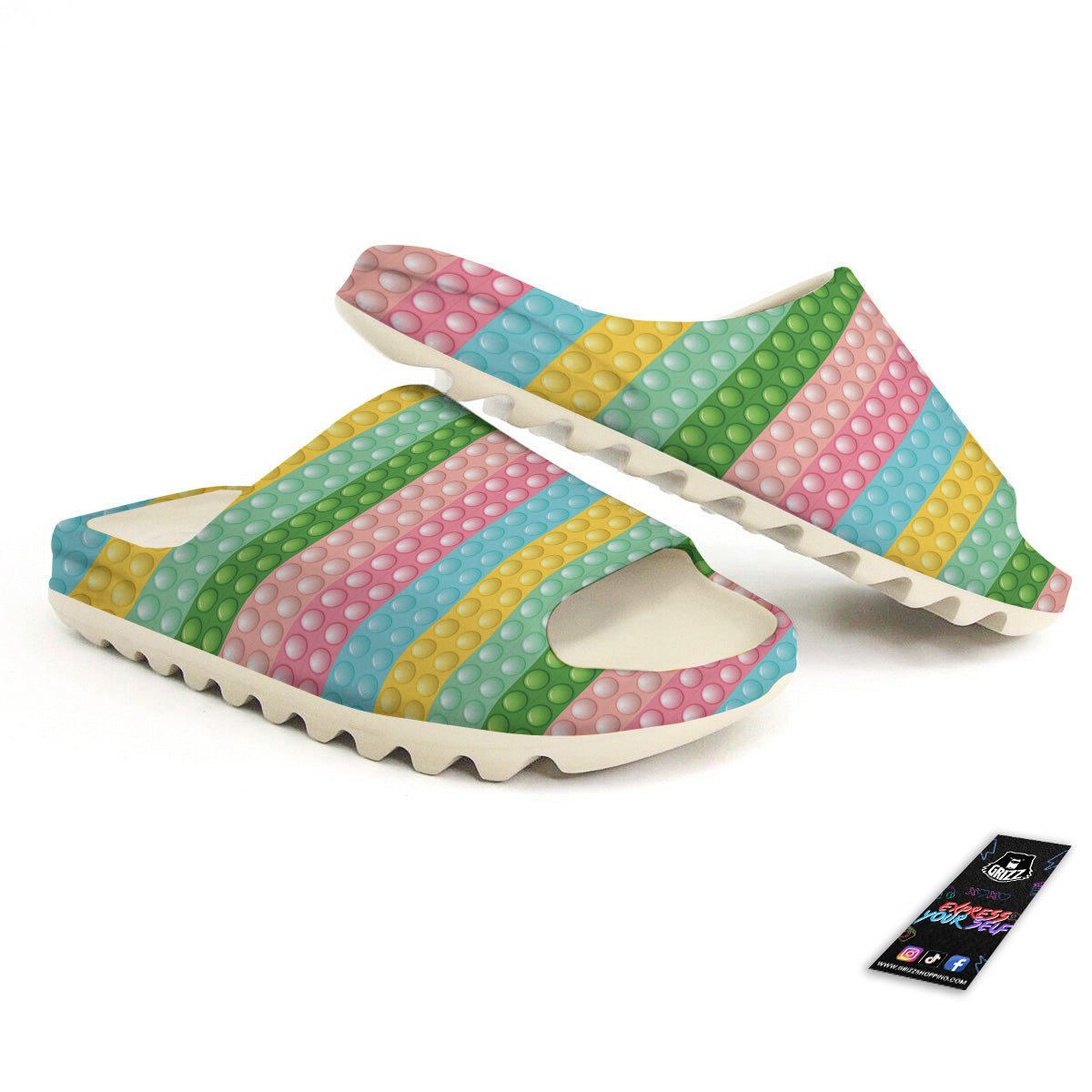 Pop It Pastel Color Print Pattern Sandals-grizzshop