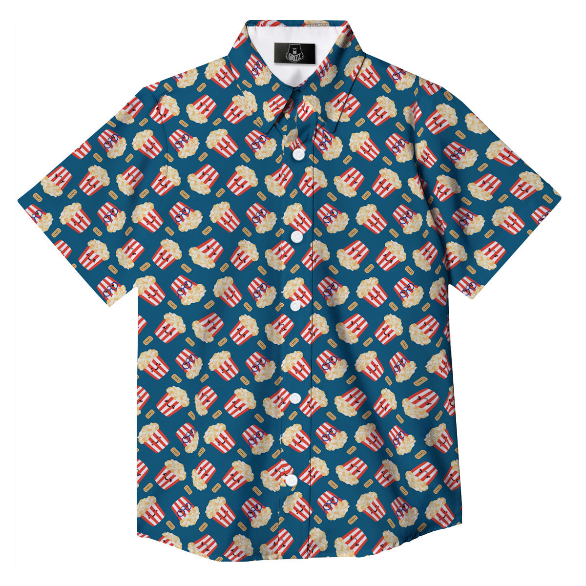 Popcorn Box Cute Print Pattern Button Up Shirt-grizzshop