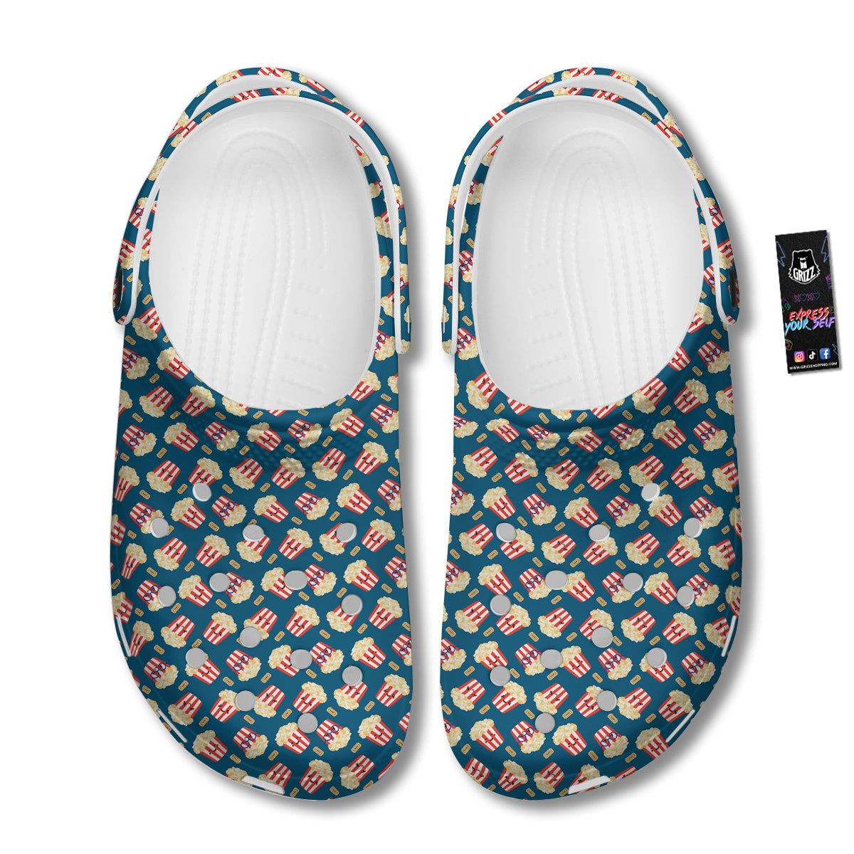 Popcorn Box Cute Print Pattern Clog-grizzshop