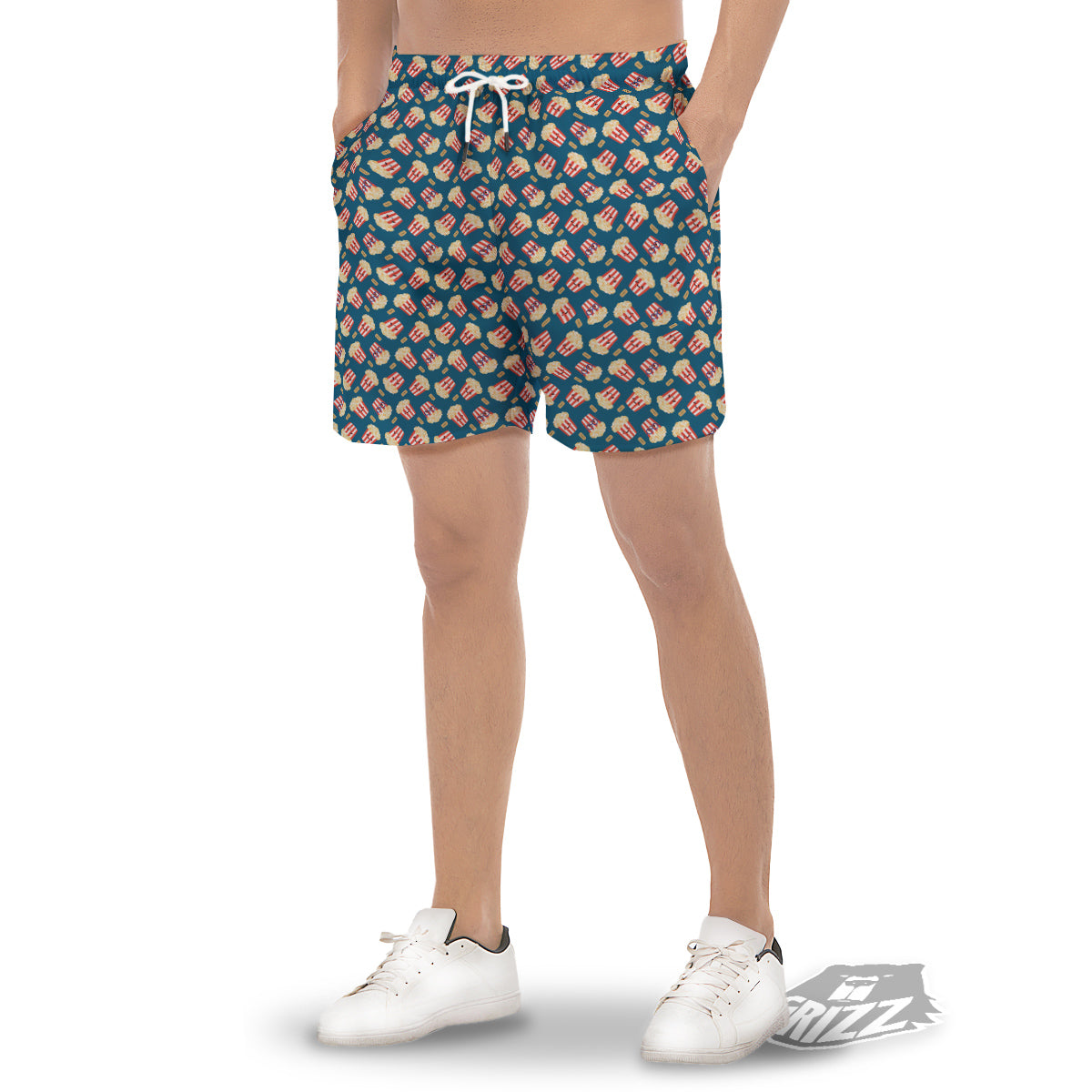 Popcorn Box Cute Print Pattern Men's Gym Shorts-grizzshop