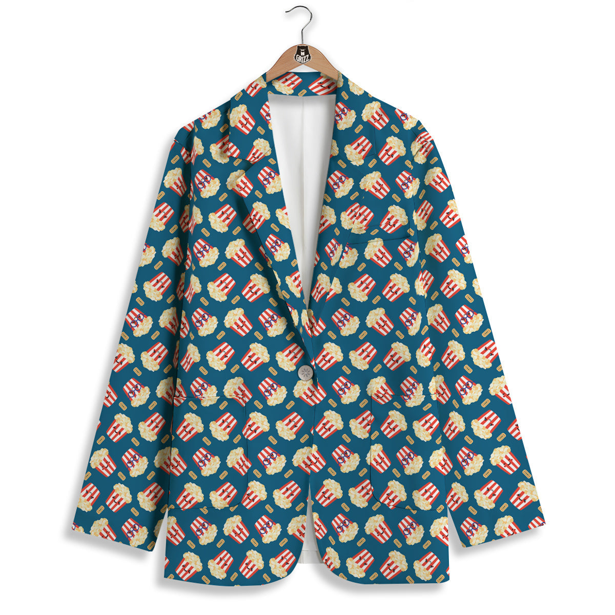 Popcorn Box Cute Print Pattern Women's Blazer-grizzshop