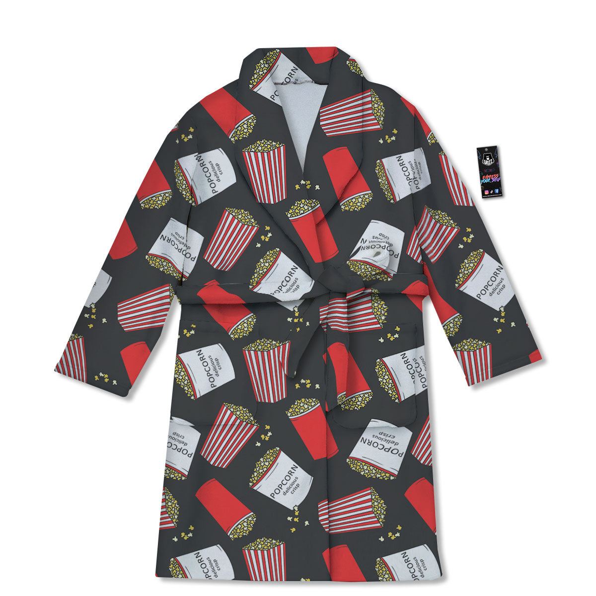 Popcorn Box Print Pattern Bathrobe-grizzshop