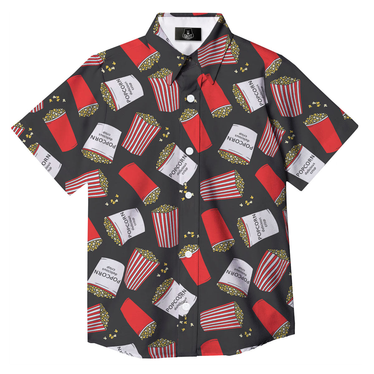 Popcorn Box Print Pattern Button Up Shirt-grizzshop