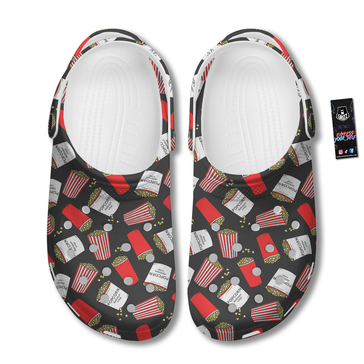Popcorn Box Print Pattern Clog-grizzshop