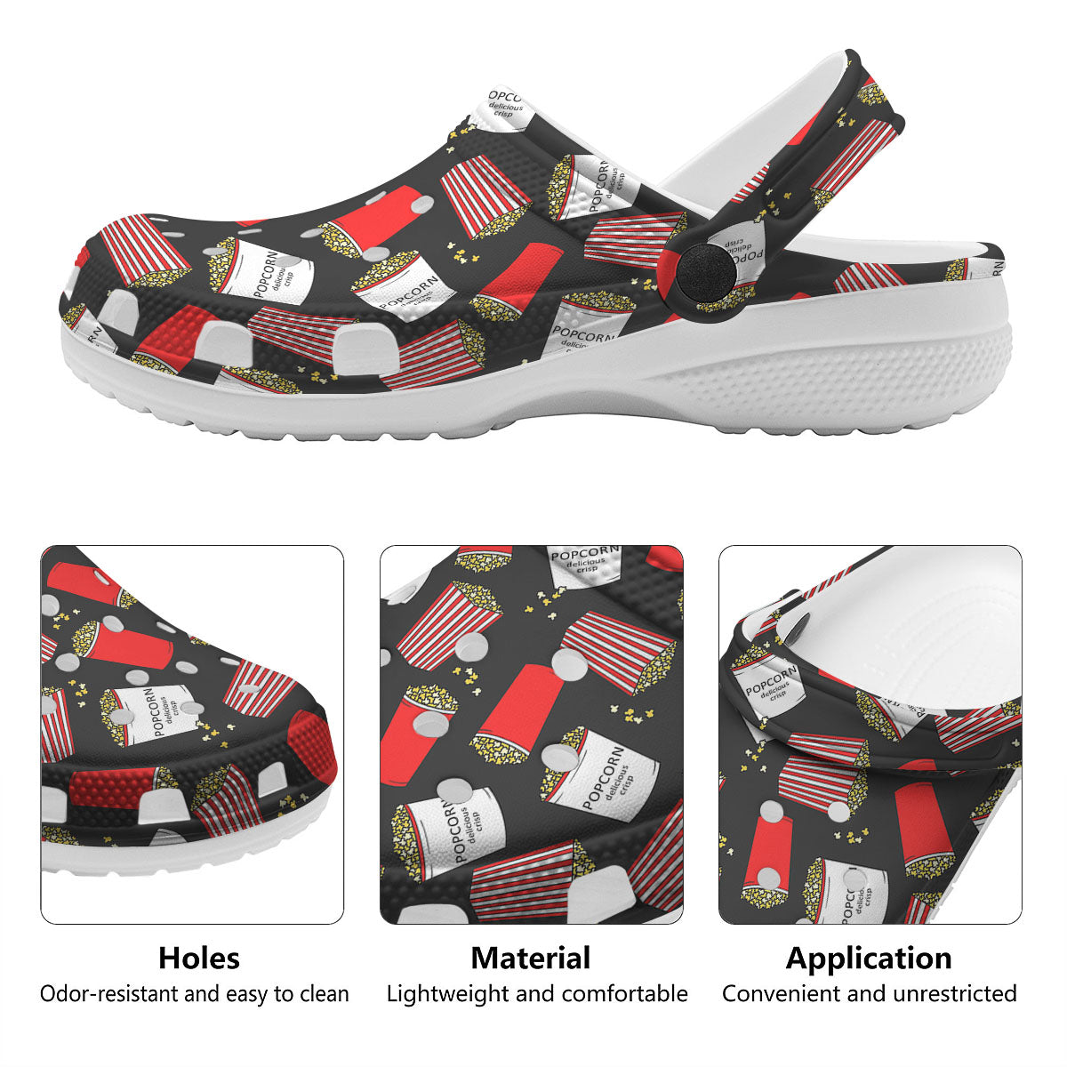 Popcorn Box Print Pattern Clog-grizzshop