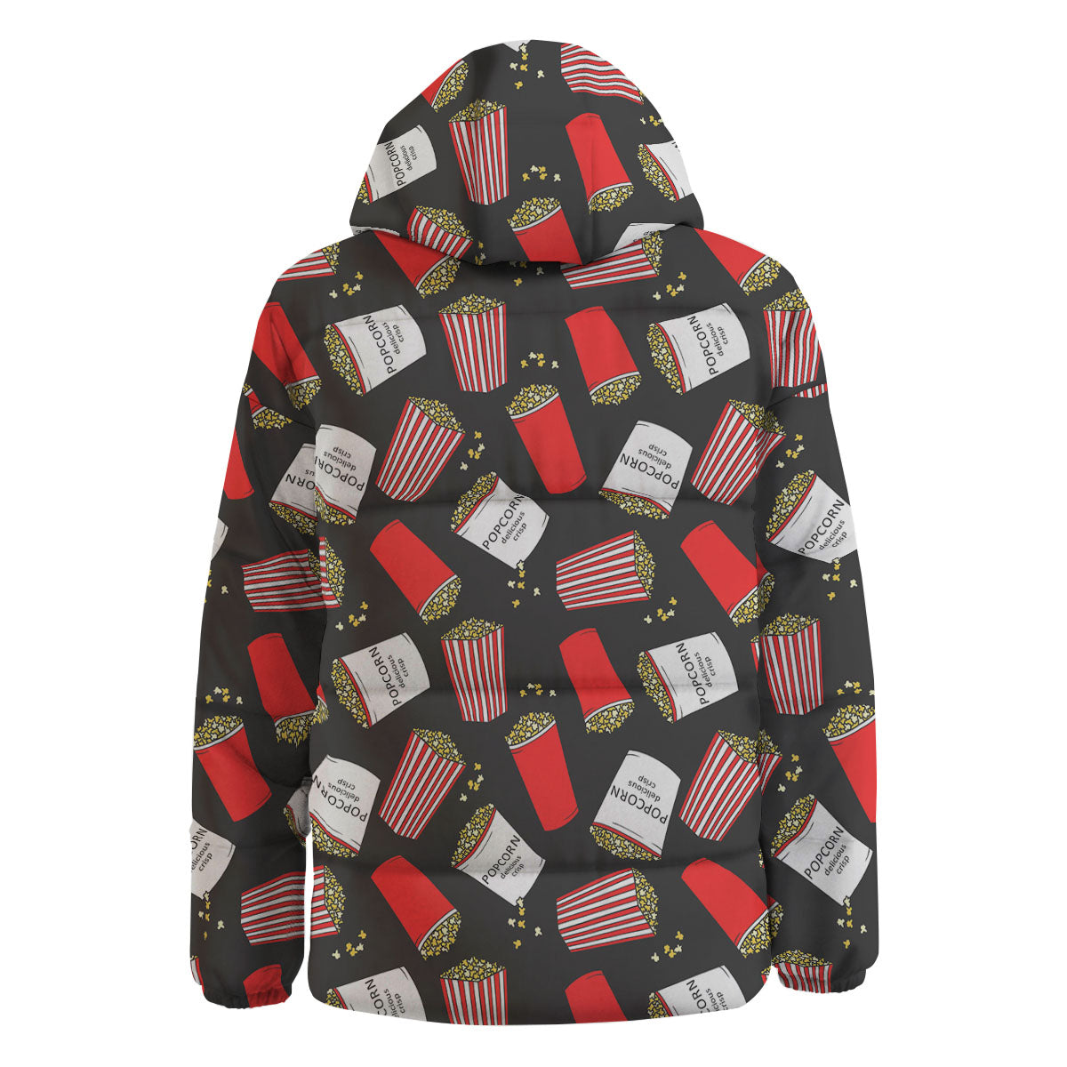 Popcorn Box Print Pattern Down Jacket-grizzshop