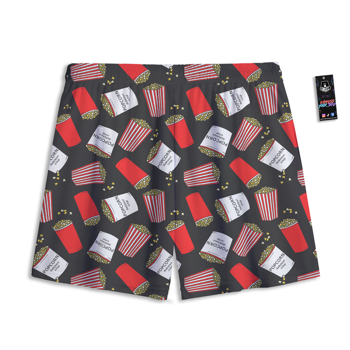 Popcorn Box Print Pattern Mesh Shorts-grizzshop