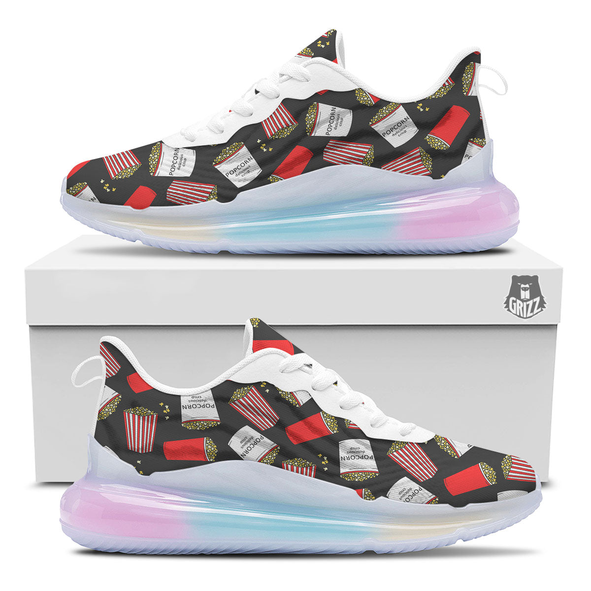 Popcorn Box Print Pattern Running Sneakers-grizzshop