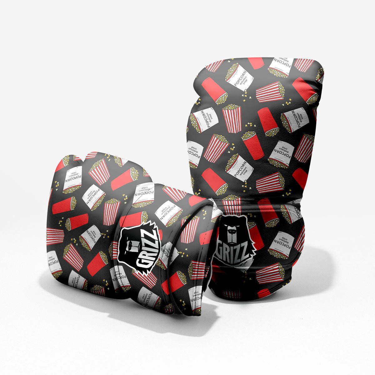 Popcorn Box Print Pattern Sparring Gloves-grizzshop