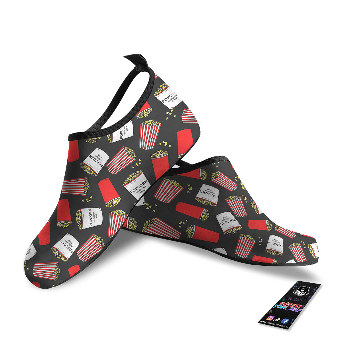 Popcorn Box Print Pattern Water Shoes-grizzshop