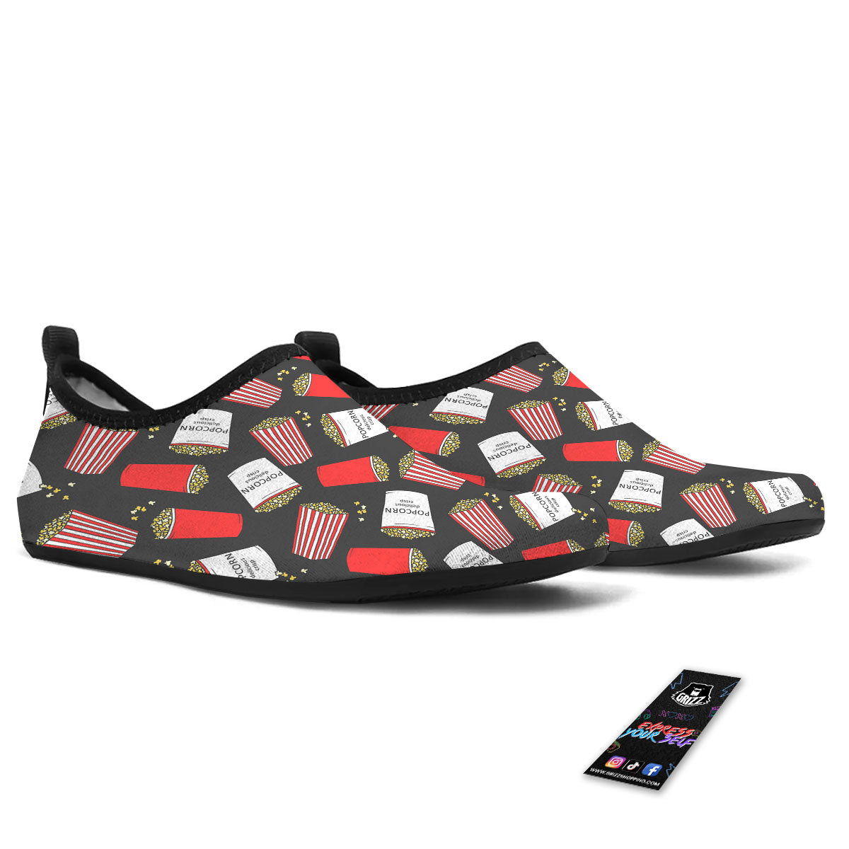 Popcorn Box Print Pattern Water Shoes-grizzshop