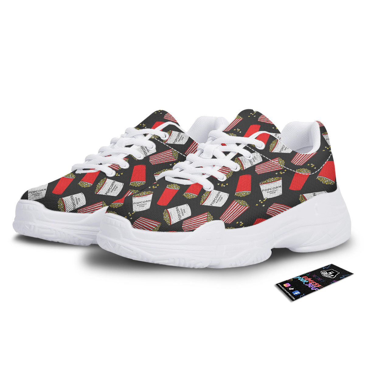 Popcorn Box Print Pattern White Chunky Shoes-grizzshop