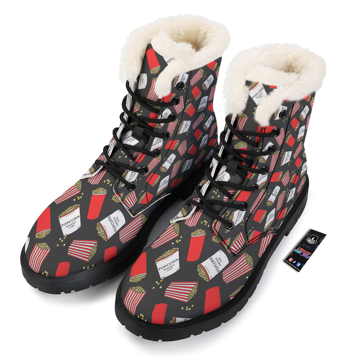 Popcorn Box Print Pattern Winter Boots-grizzshop