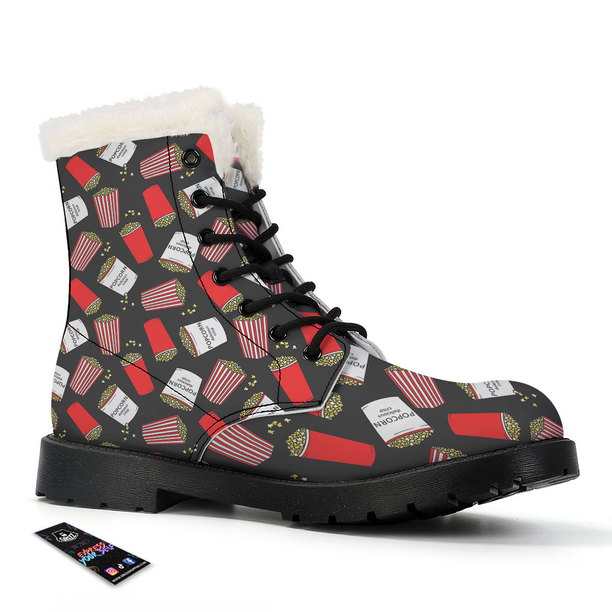 Popcorn Box Print Pattern Winter Boots-grizzshop