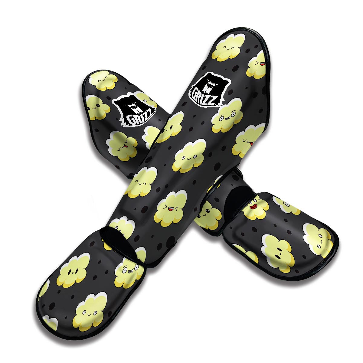 Popcorn Cartoon Pattern Print Muay Thai Shin Guards-grizzshop