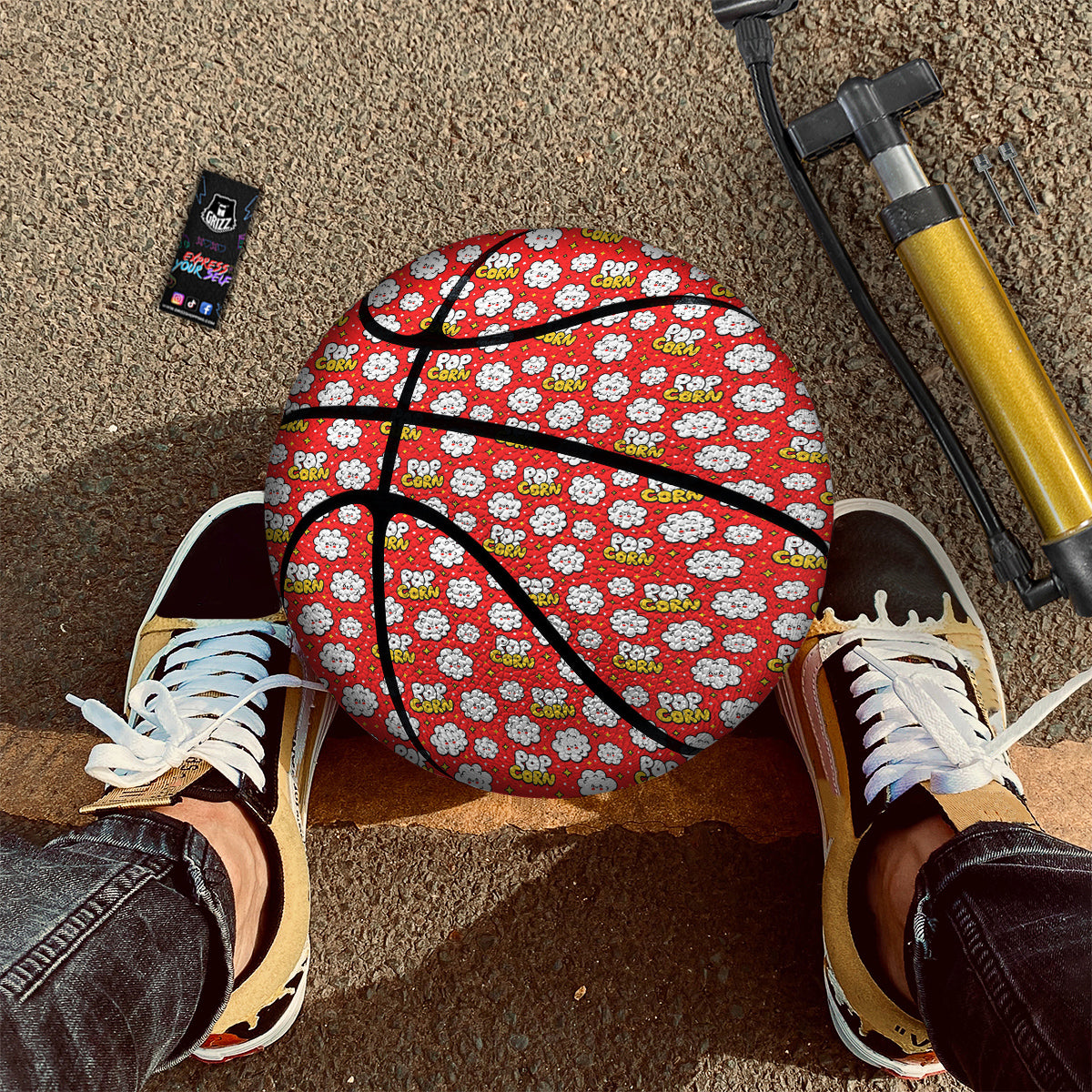 Popcorn Cute Print Pattern Basketball-grizzshop