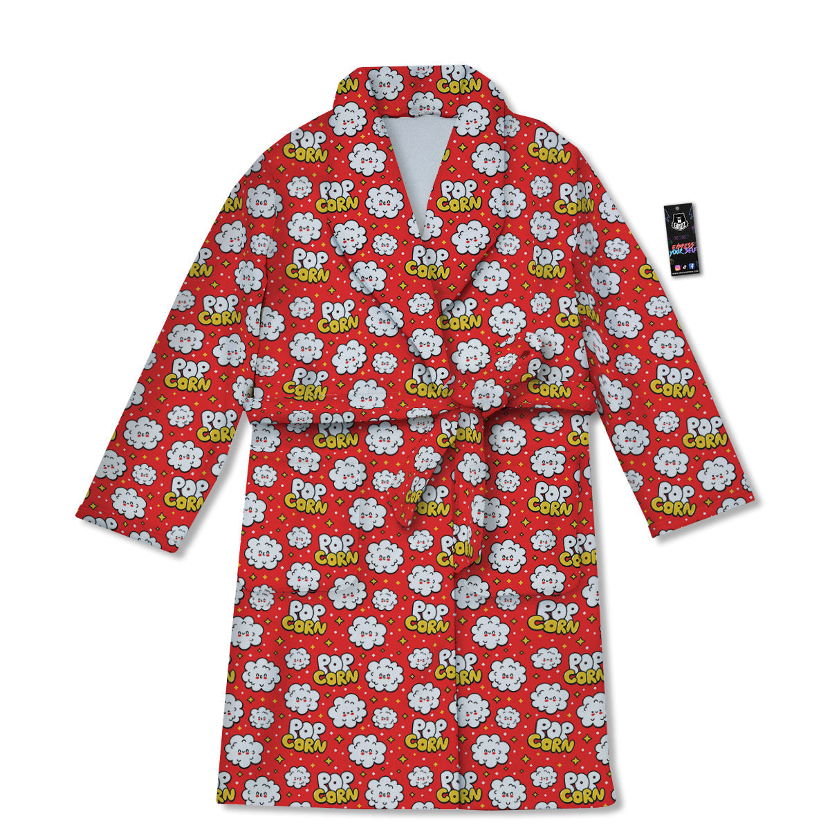 Popcorn Cute Print Pattern Bathrobe-grizzshop
