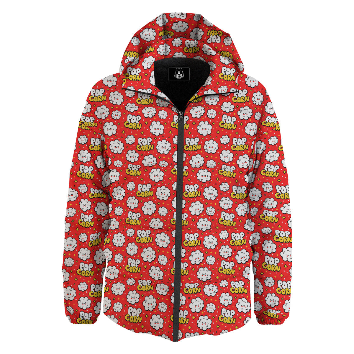 Popcorn Cute Print Pattern Down Jacket-grizzshop