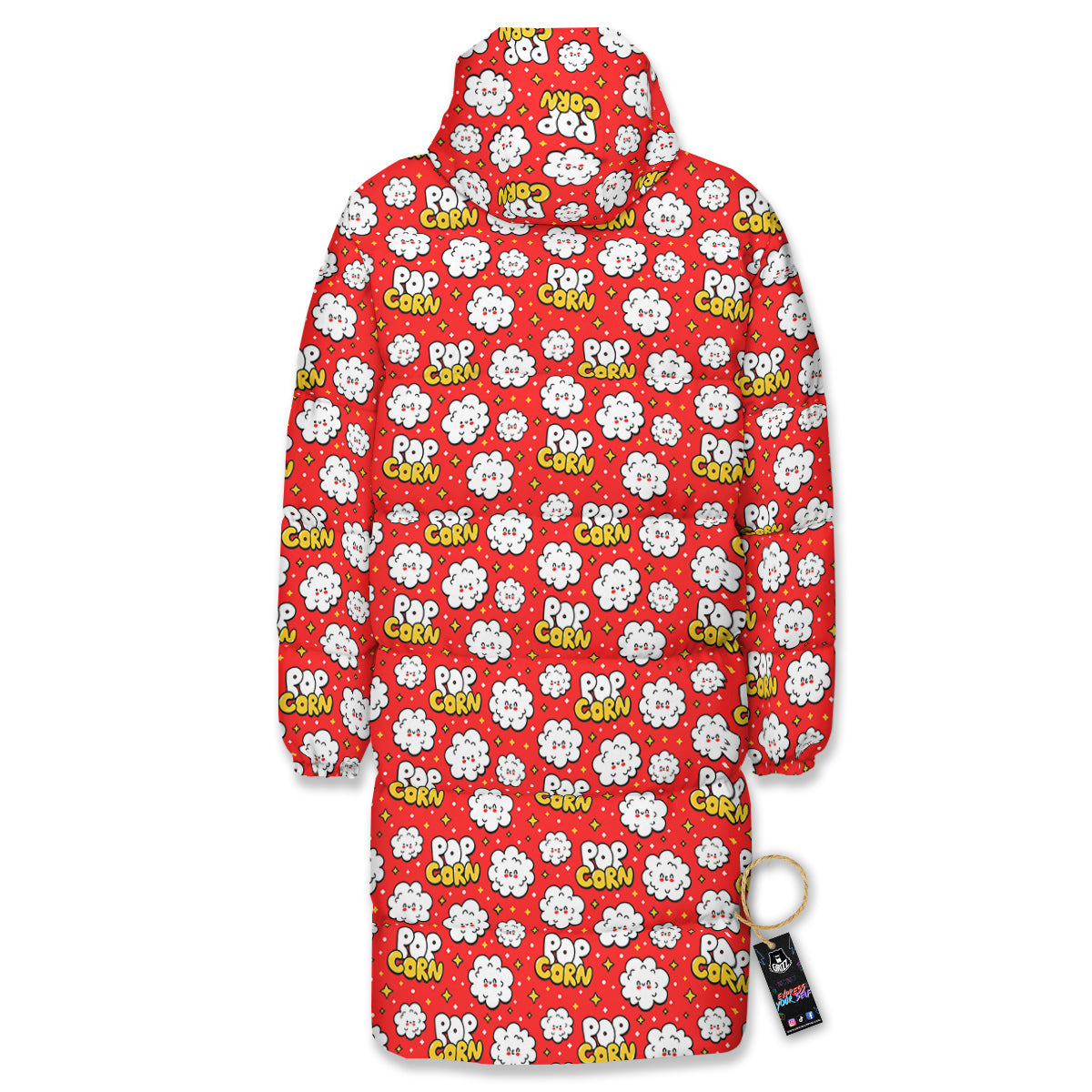 Popcorn Cute Print Pattern Long Down Jacket-grizzshop
