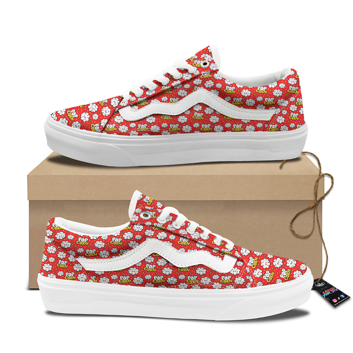 Popcorn Cute Print Pattern Skate Shoes-grizzshop