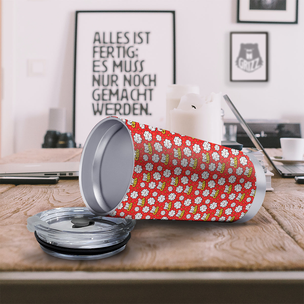 Popcorn Cute Print Pattern Tumbler-grizzshop