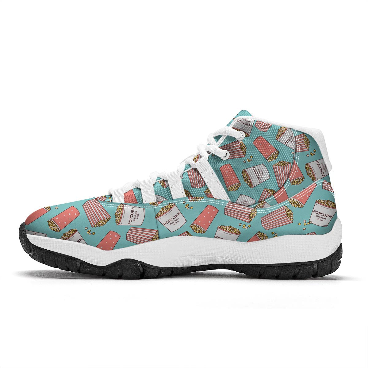 Popcorn Pastel Pattern Print White Bball Shoes-grizzshop