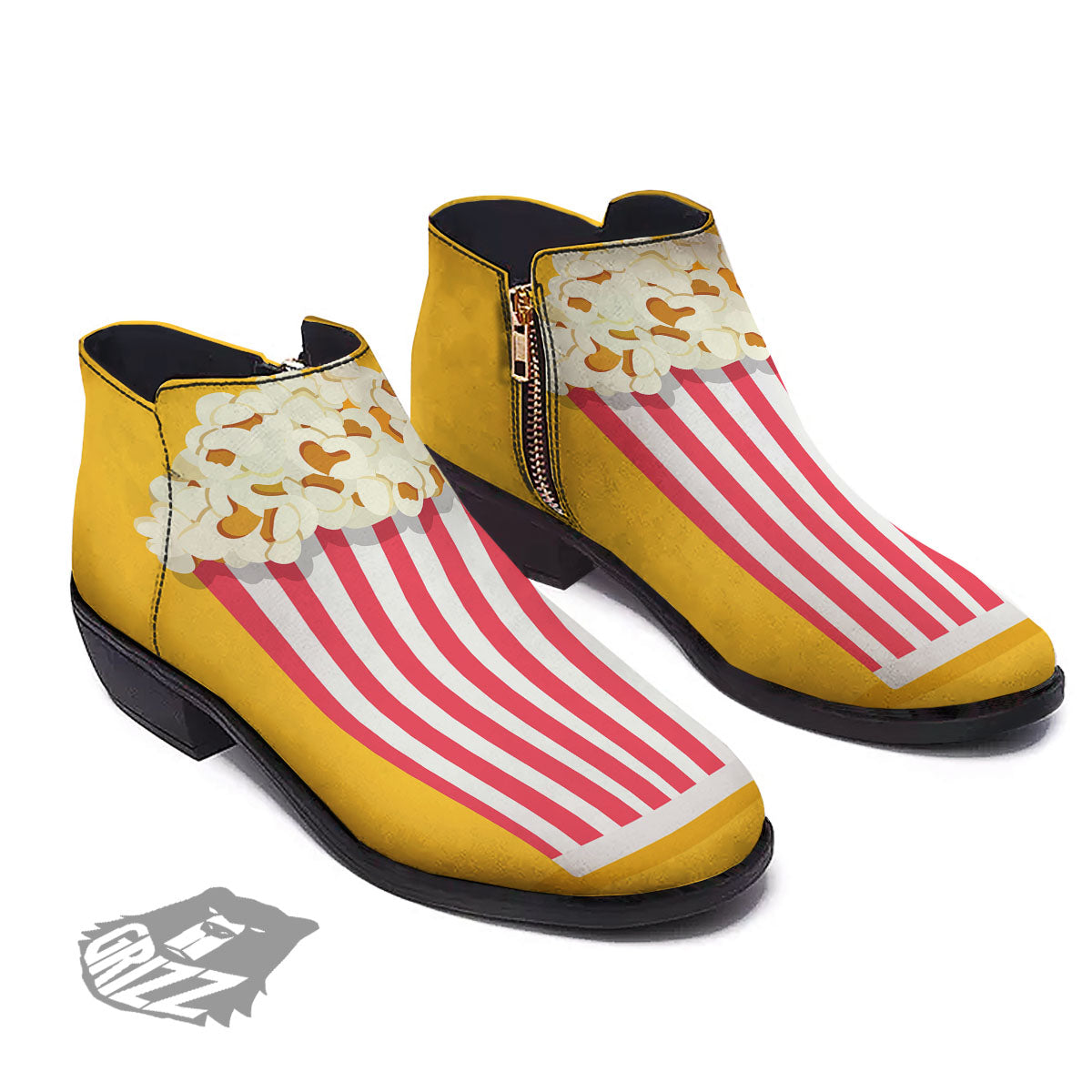 Popcorn Print Ankle Boots-grizzshop