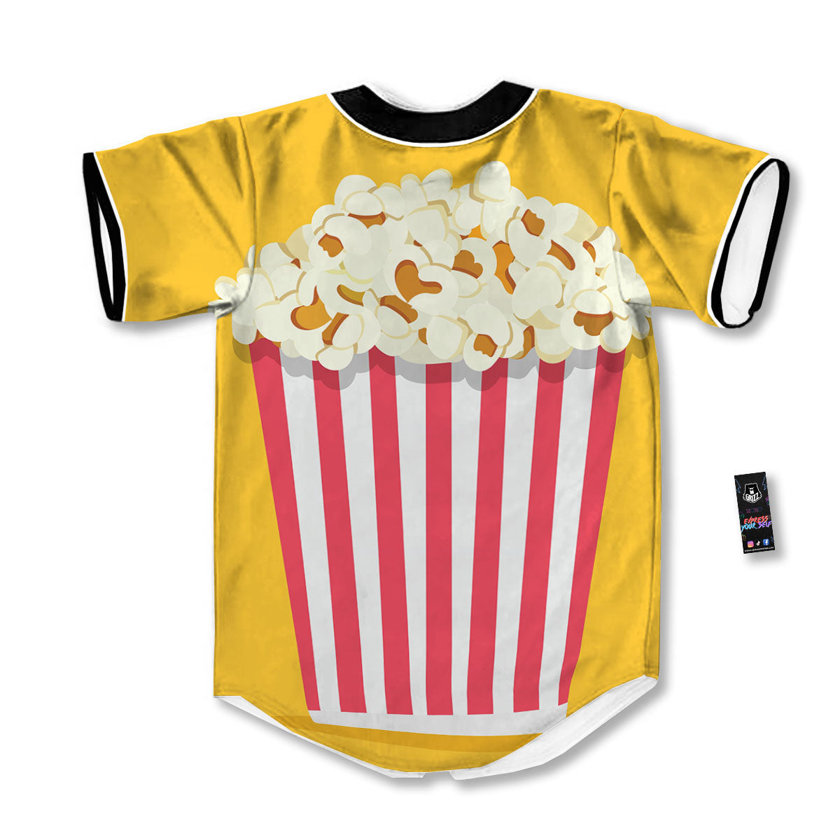 Popcorn Print Baseball Jersey-grizzshop