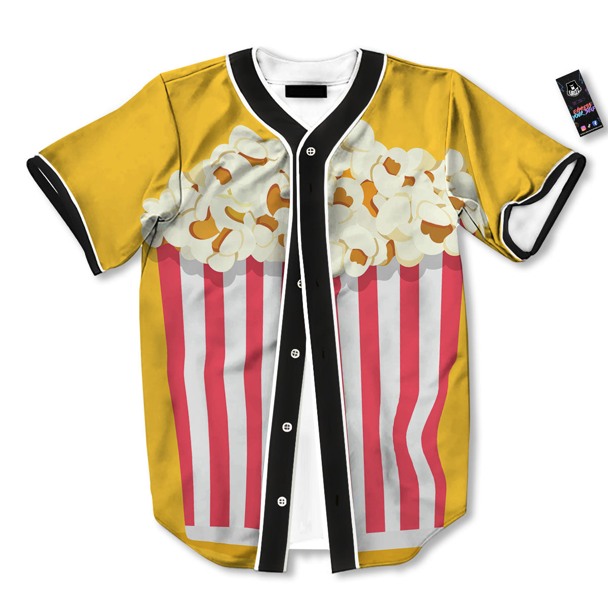 Popcorn Print Baseball Jersey-grizzshop