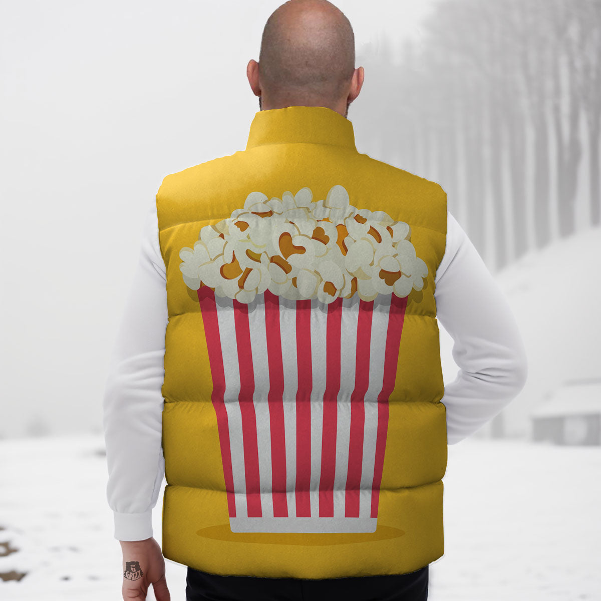 Popcorn Print Down Vest-grizzshop