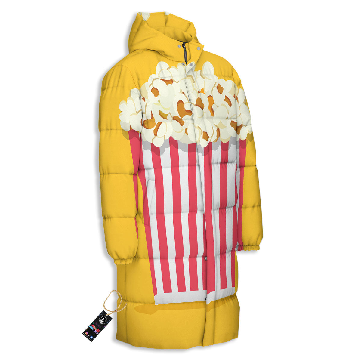 Popcorn Print Long Down Jacket-grizzshop