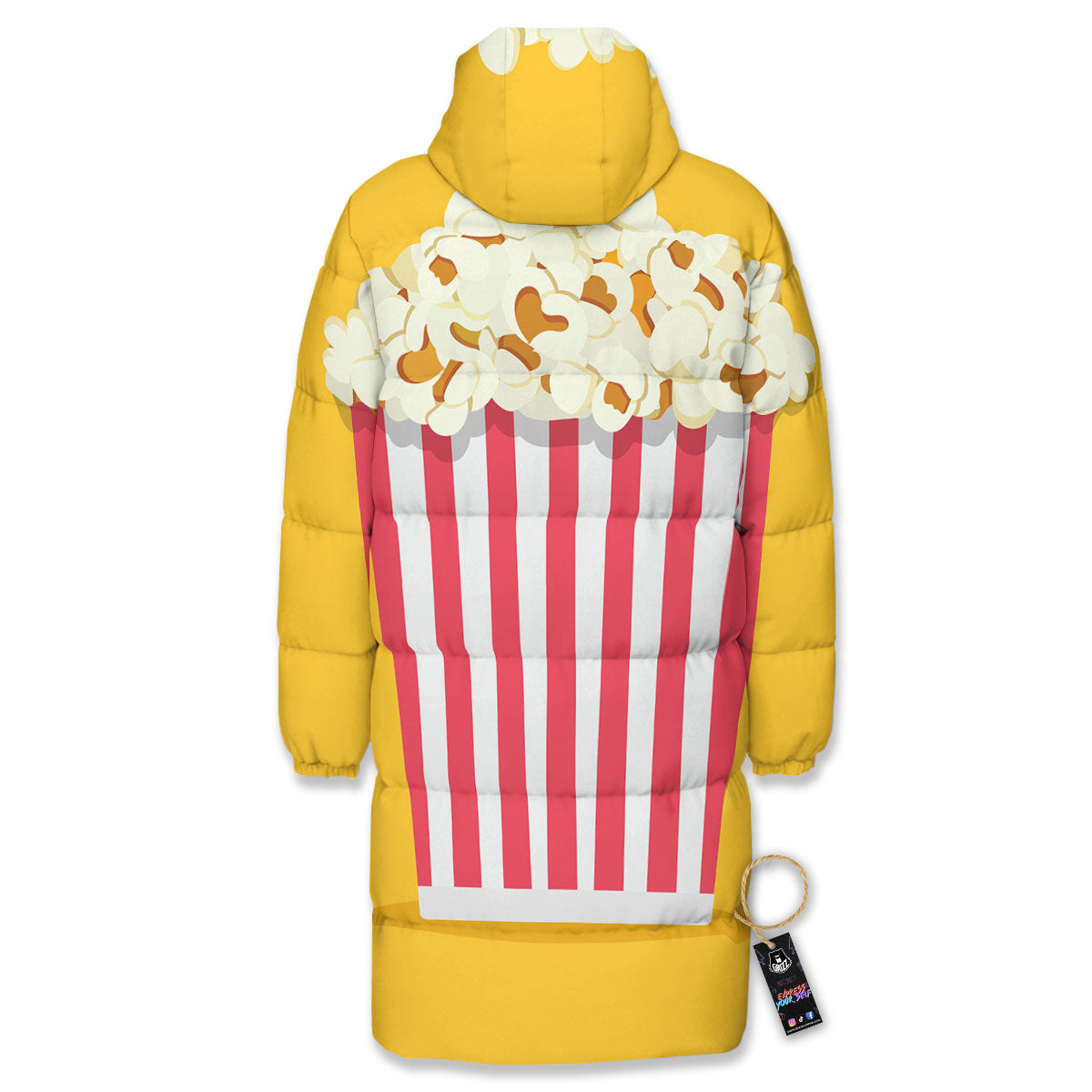 Popcorn Print Long Down Jacket-grizzshop