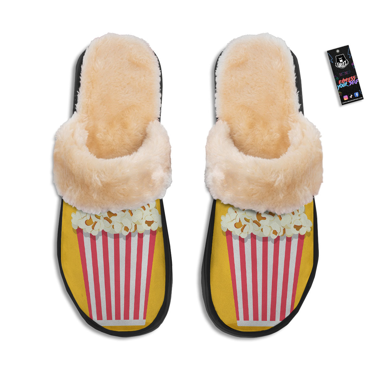 Popcorn Print Slippers-grizzshop