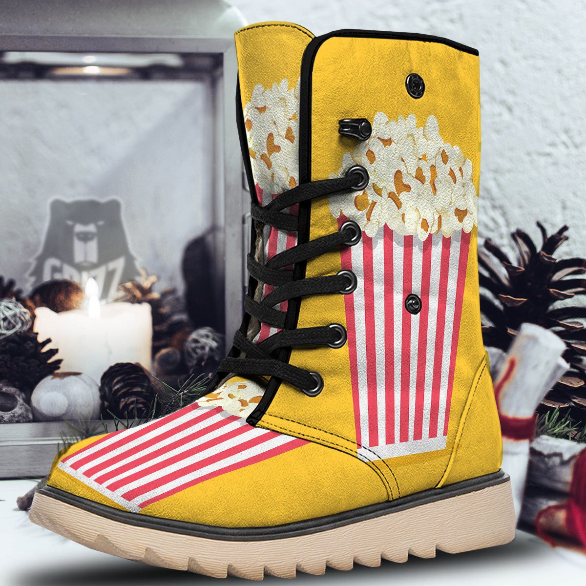 Popcorn Print Snow Boots-grizzshop