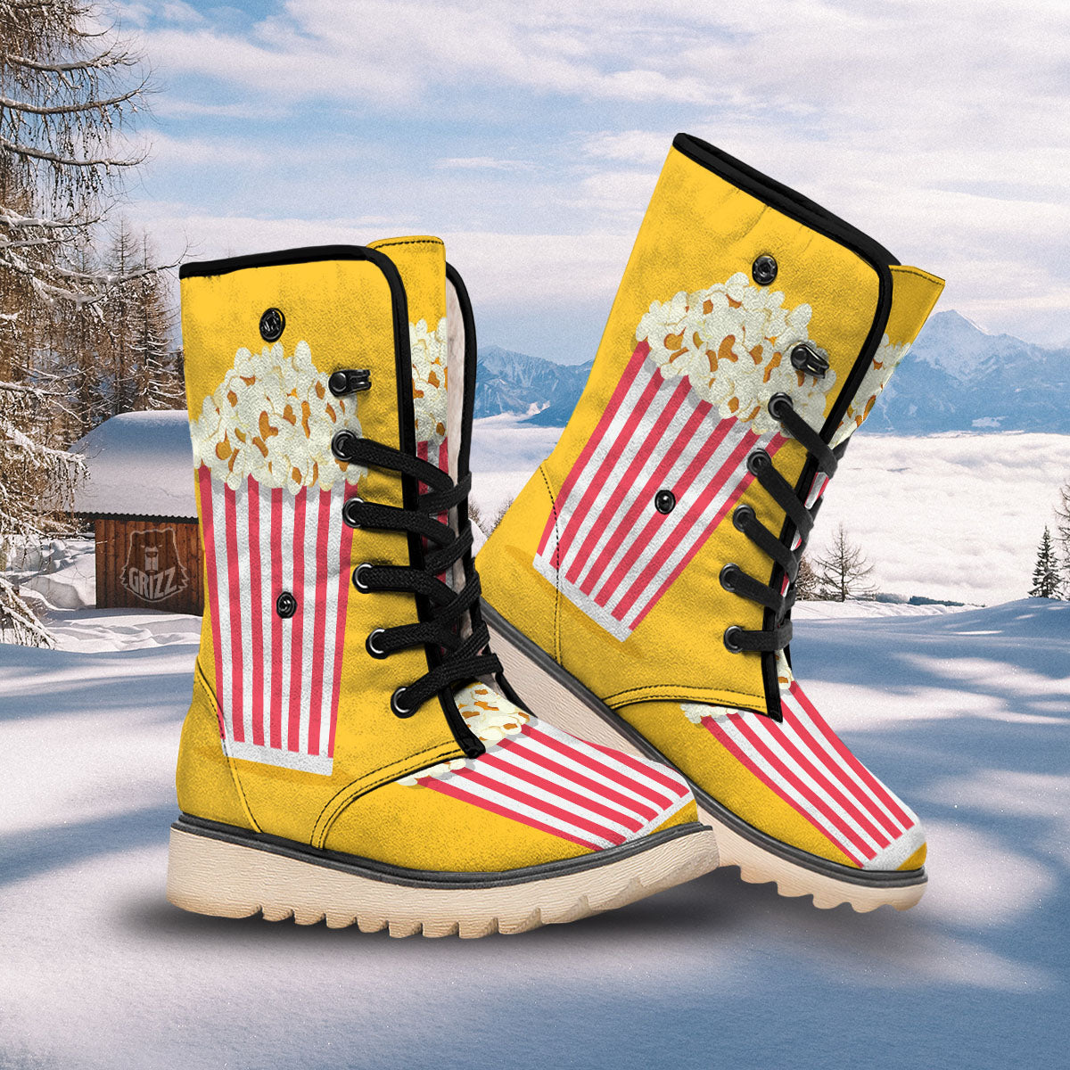 Popcorn Print Snow Boots-grizzshop