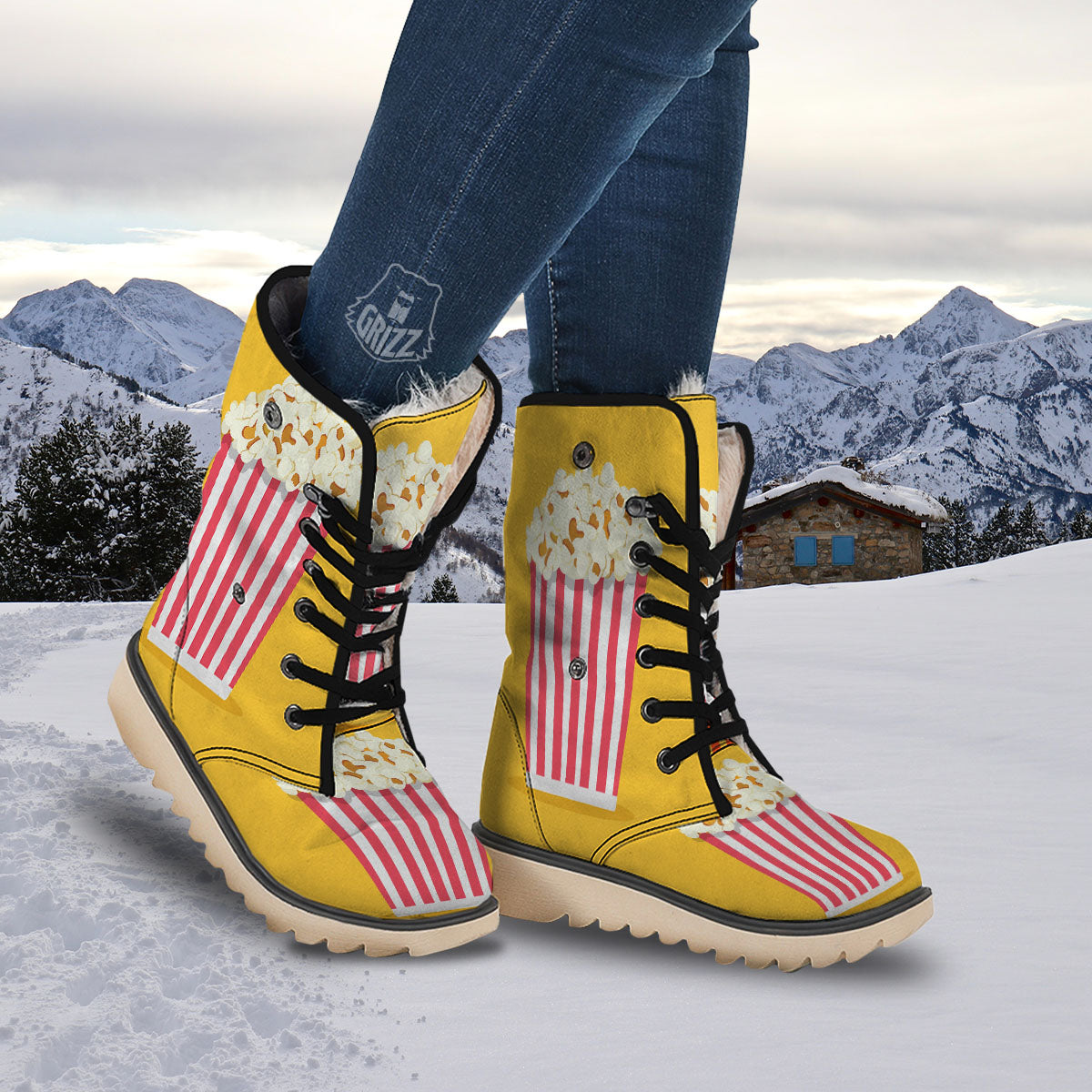 Popcorn Print Snow Boots-grizzshop