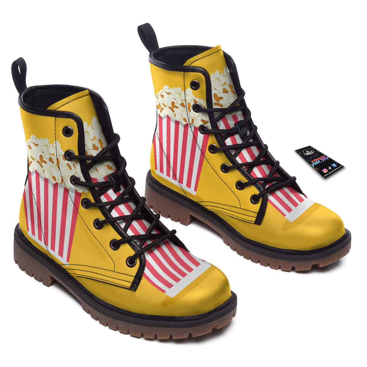 Popcorn Print Work Boots-grizzshop