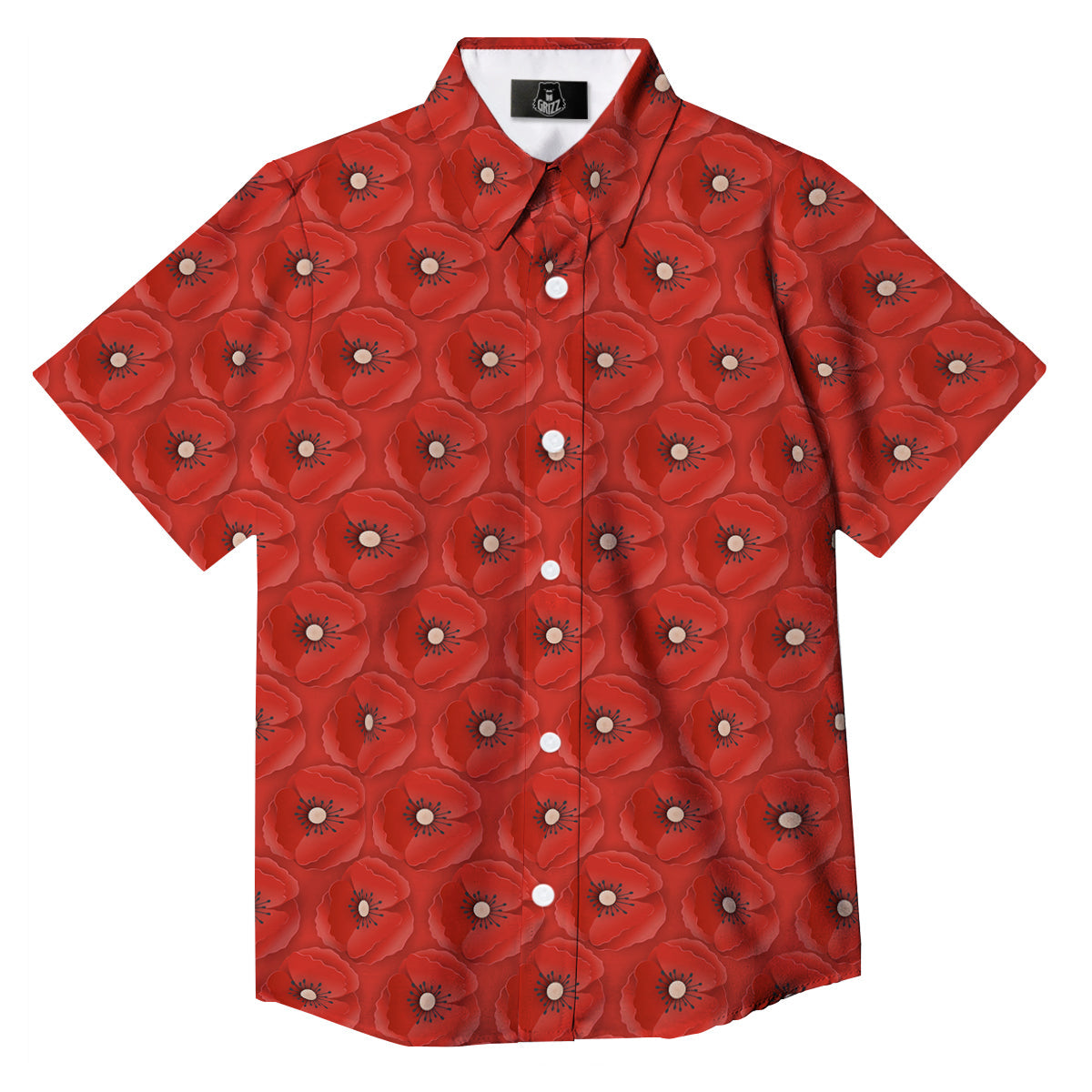 Poppy Armistice Day Print Pattern Button Up Shirt-grizzshop