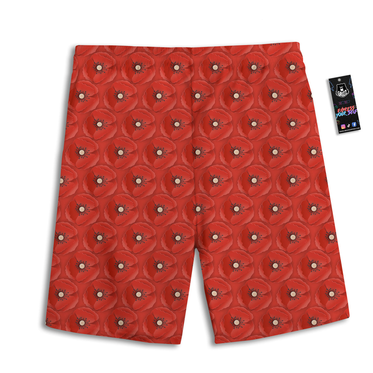 Poppy Armistice Day Print Pattern Men's Athletic Shorts