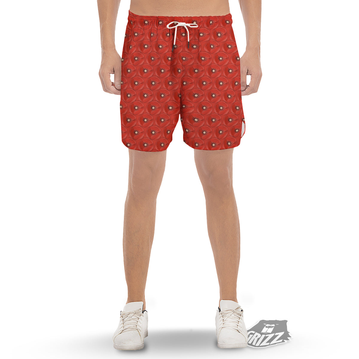 Poppy Armistice Day Print Pattern Men's Gym Shorts-grizzshop